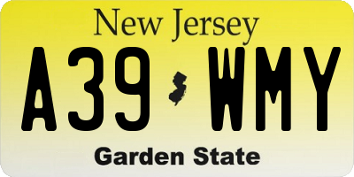 NJ license plate A39WMY