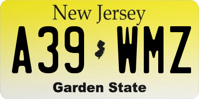 NJ license plate A39WMZ