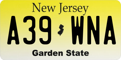 NJ license plate A39WNA