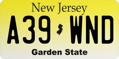 NJ license plate A39WND