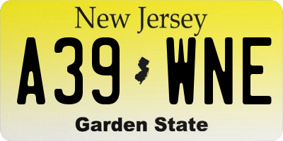 NJ license plate A39WNE