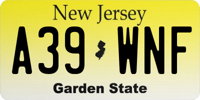 NJ license plate A39WNF