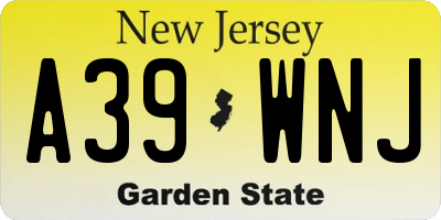 NJ license plate A39WNJ