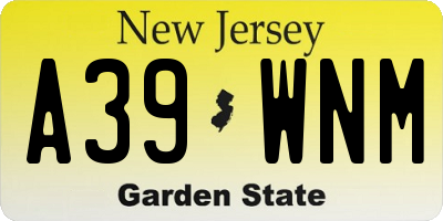 NJ license plate A39WNM