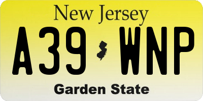 NJ license plate A39WNP