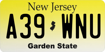 NJ license plate A39WNU