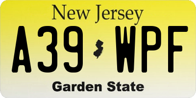 NJ license plate A39WPF