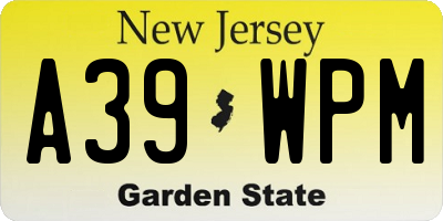 NJ license plate A39WPM
