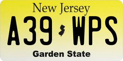 NJ license plate A39WPS