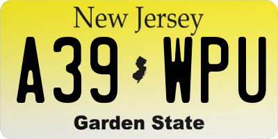 NJ license plate A39WPU
