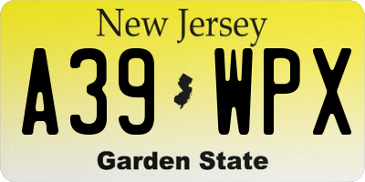 NJ license plate A39WPX
