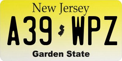 NJ license plate A39WPZ