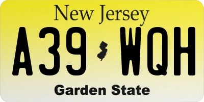 NJ license plate A39WQH