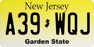 NJ license plate A39WQJ