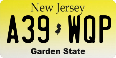 NJ license plate A39WQP