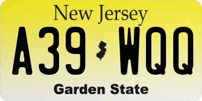 NJ license plate A39WQQ