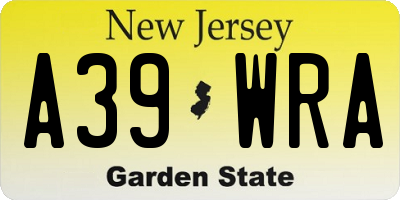 NJ license plate A39WRA