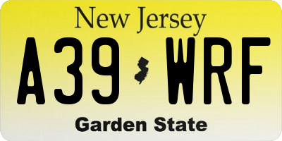 NJ license plate A39WRF