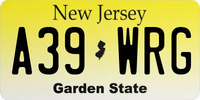 NJ license plate A39WRG