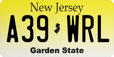 NJ license plate A39WRL