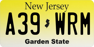 NJ license plate A39WRM