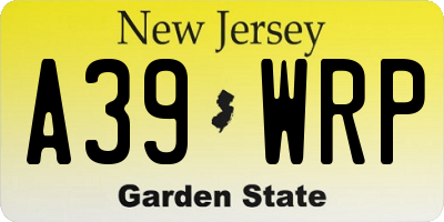 NJ license plate A39WRP