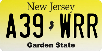 NJ license plate A39WRR