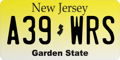 NJ license plate A39WRS
