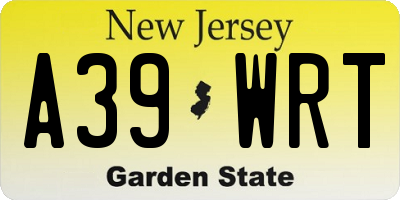NJ license plate A39WRT