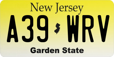 NJ license plate A39WRV