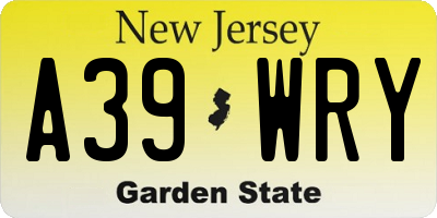NJ license plate A39WRY