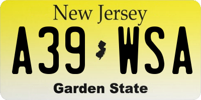 NJ license plate A39WSA