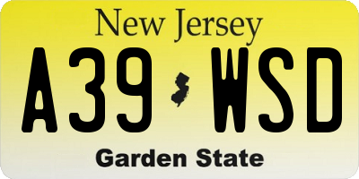NJ license plate A39WSD