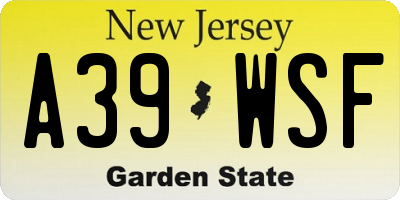 NJ license plate A39WSF