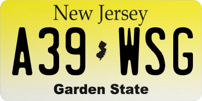 NJ license plate A39WSG