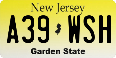 NJ license plate A39WSH