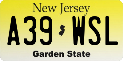 NJ license plate A39WSL