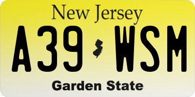 NJ license plate A39WSM