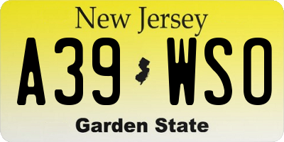 NJ license plate A39WSO