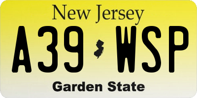 NJ license plate A39WSP