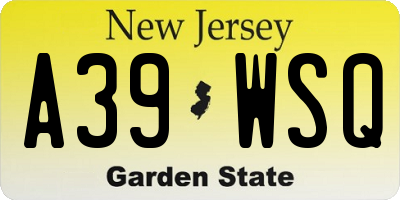 NJ license plate A39WSQ