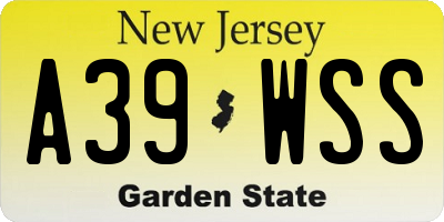 NJ license plate A39WSS