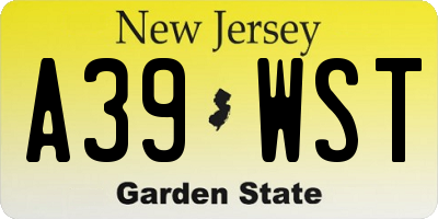 NJ license plate A39WST