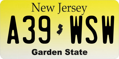 NJ license plate A39WSW
