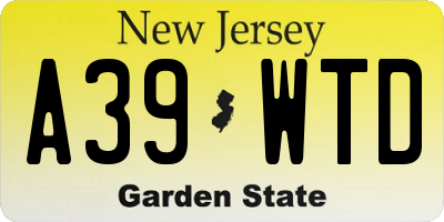 NJ license plate A39WTD