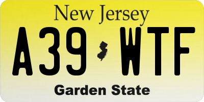 NJ license plate A39WTF