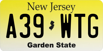 NJ license plate A39WTG