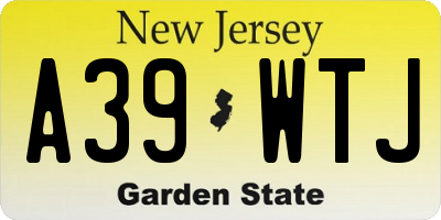 NJ license plate A39WTJ