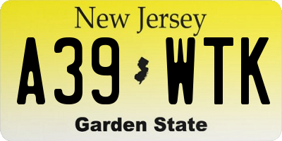 NJ license plate A39WTK