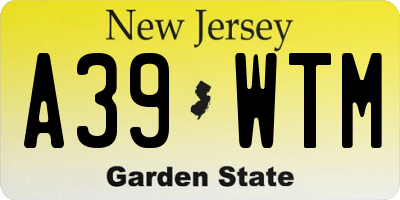NJ license plate A39WTM
